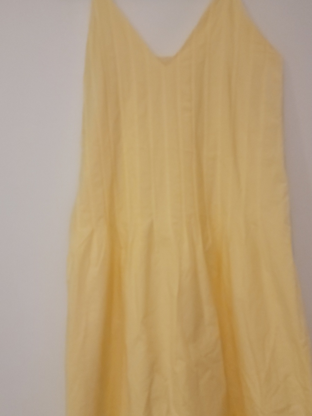 Yellow Cotton Maxi Dress Pleated Bodice V Neck Spaghetti Strap Spring Summer - Picture 5 of 7